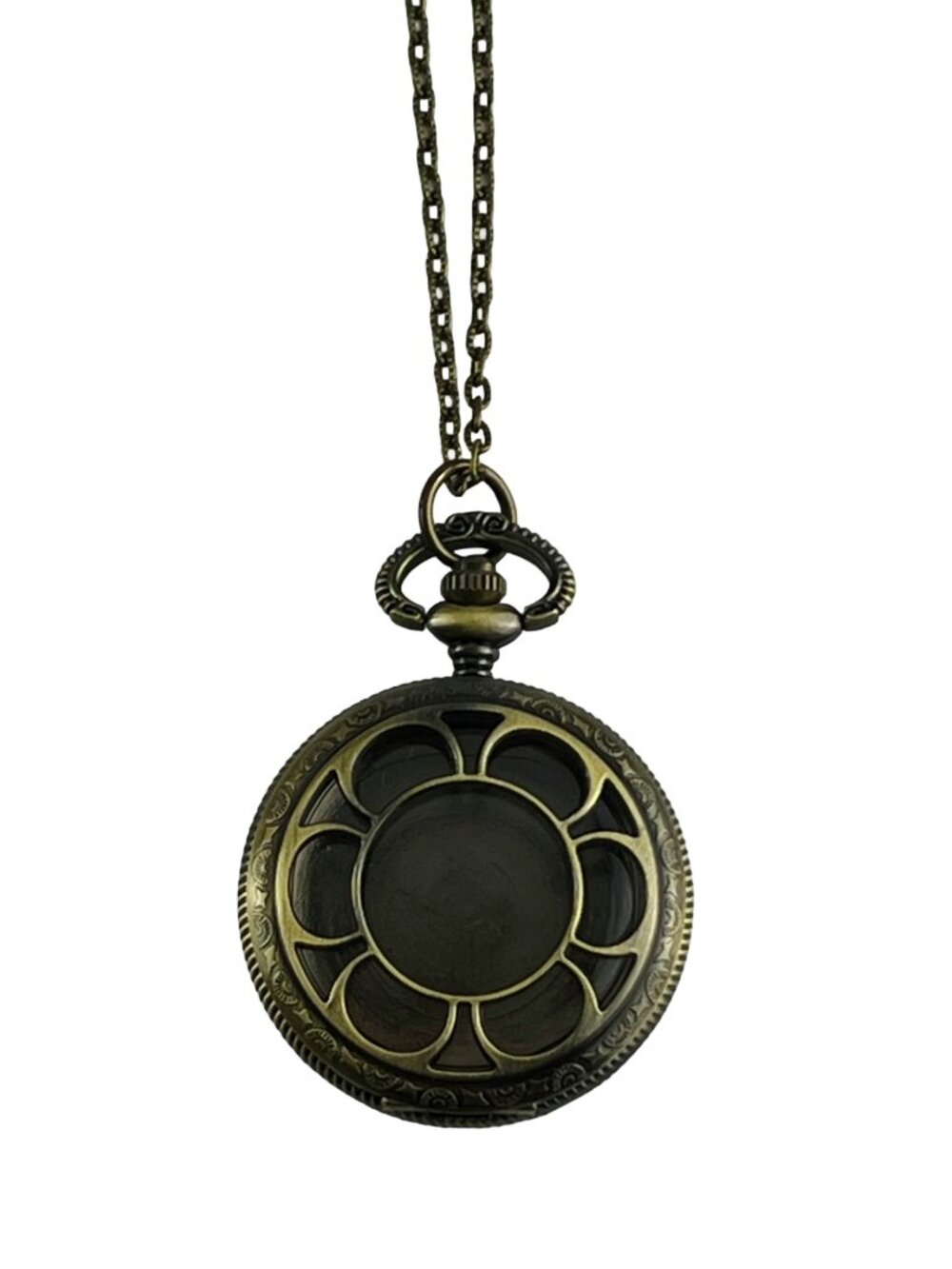 Vintage Style Bronze Pocket Watch Case Locket Necklace — Antiqued Bronze
